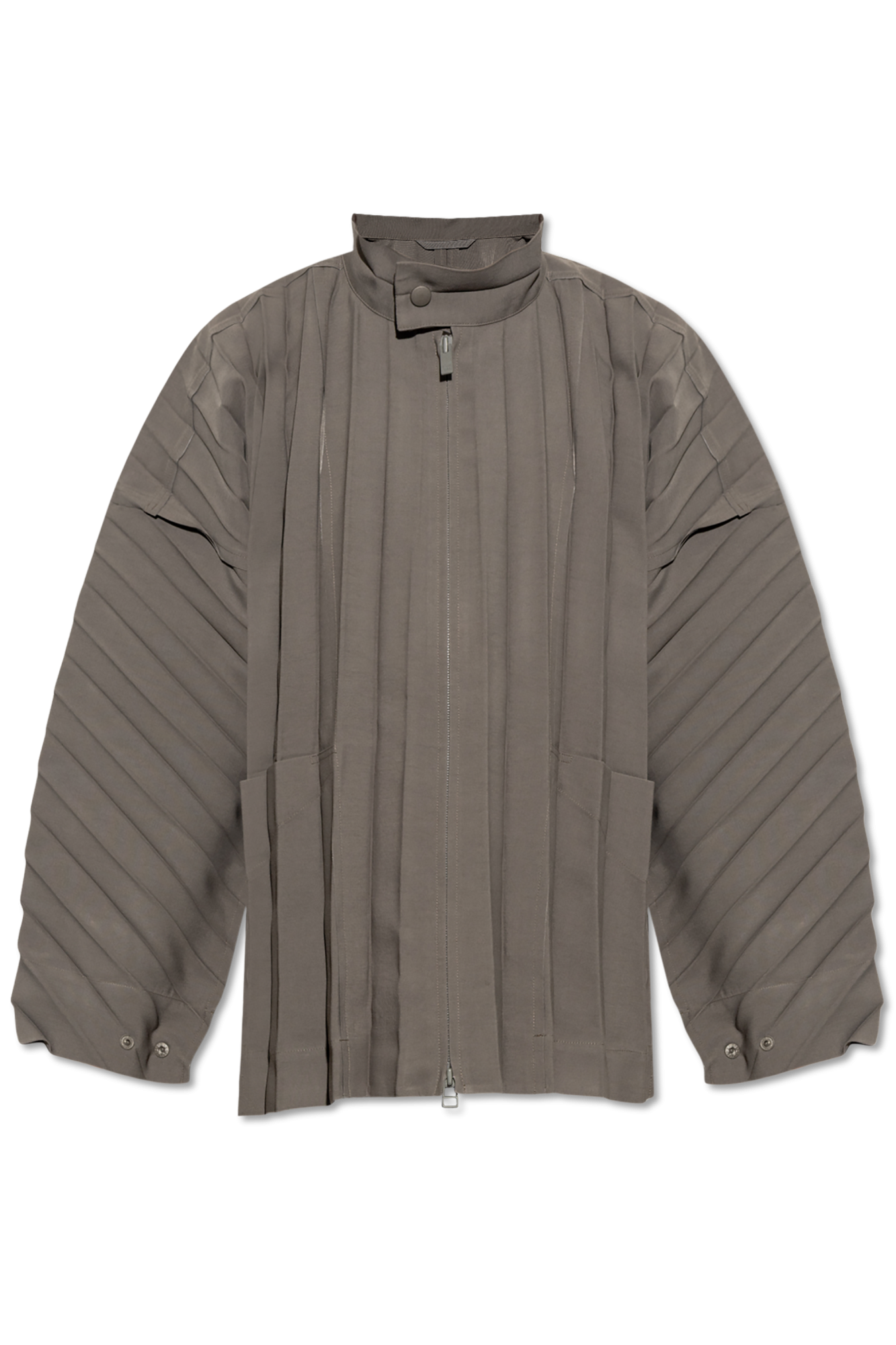 Grey Pleated jacket with stand-up collar Homme Plissé Issey